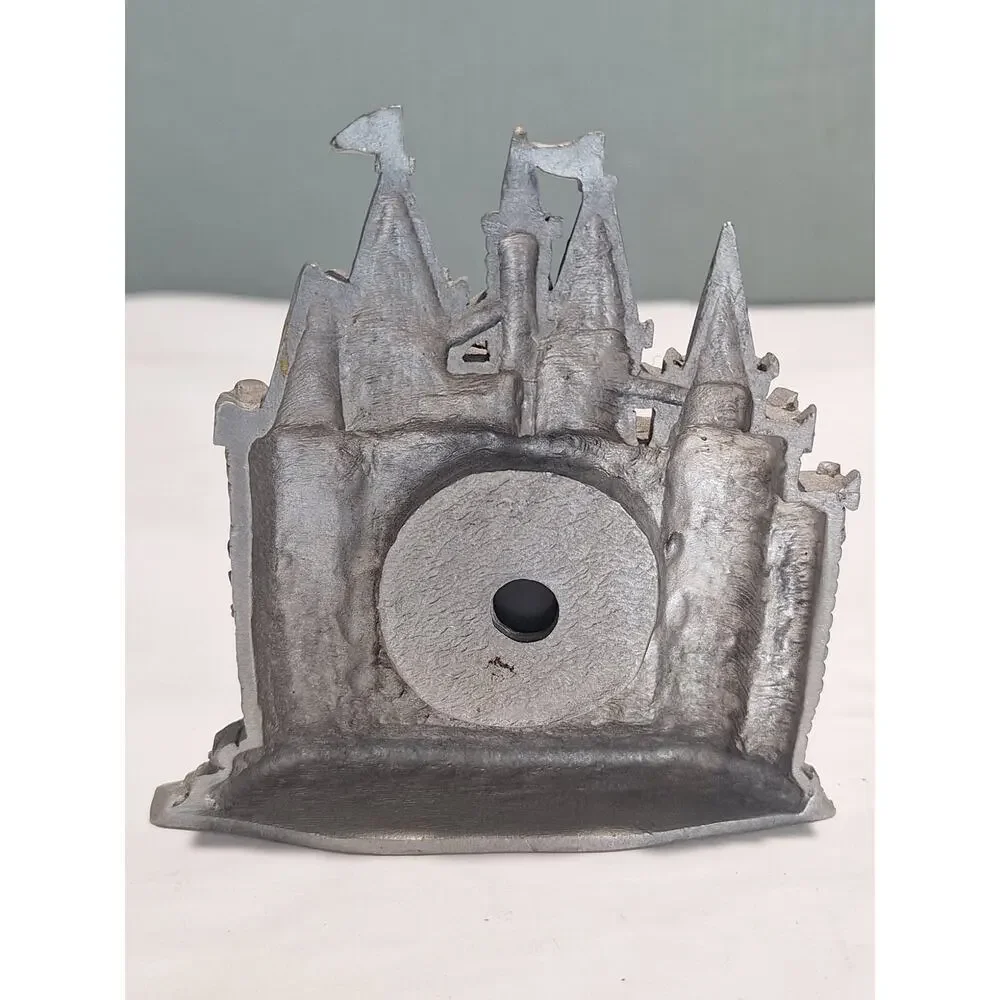 1987 Spoontiques 7514 Pewter Castle Quartz Desk Shelf Clock Japan Movt Works